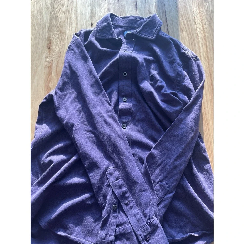 Polo Ralph Lauren Men's Dress Shirt Large Purple Knit Collared Long Sleeve - Picture 3 of 3